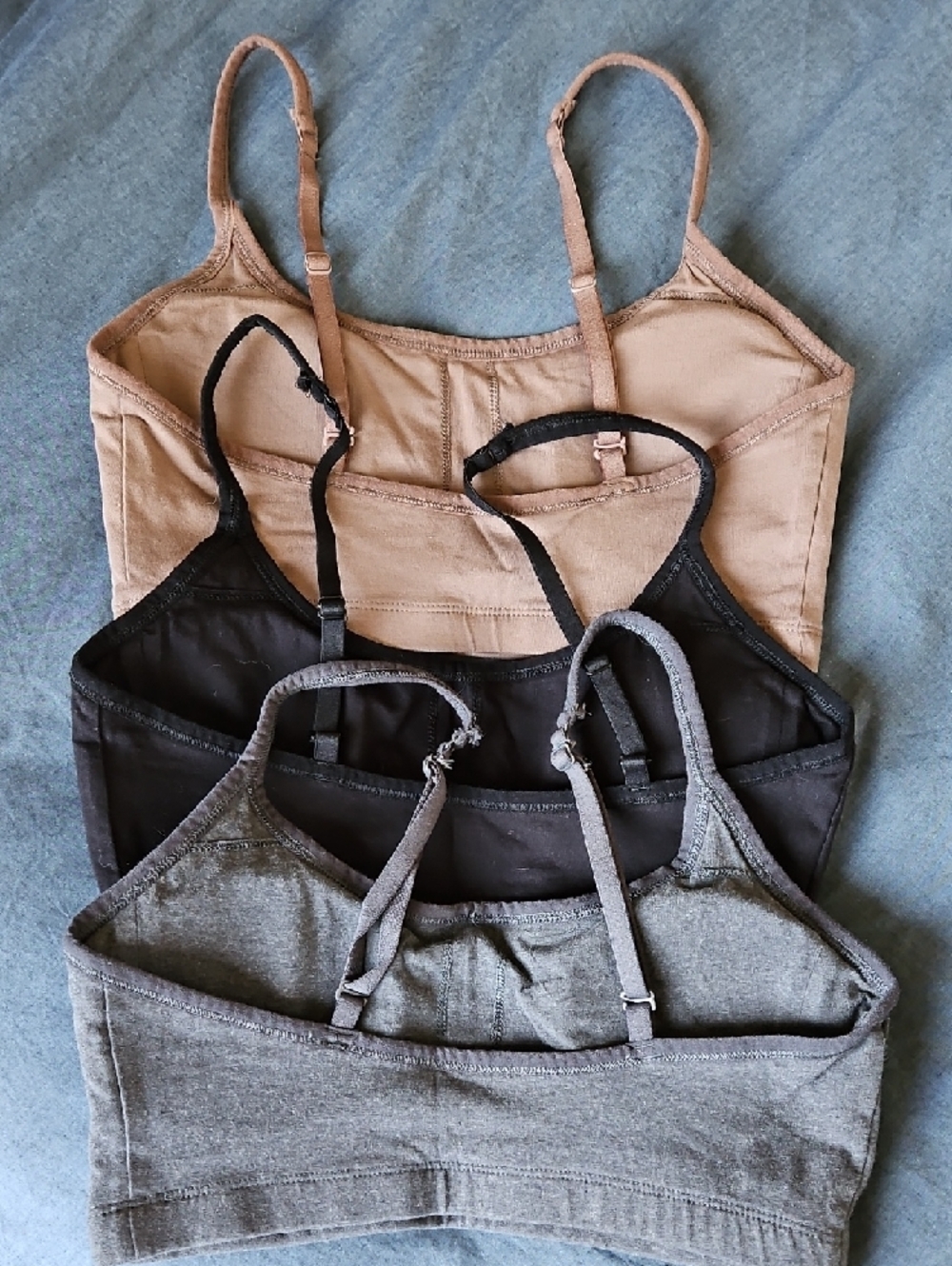 Pact Three-Pack Wireless Bralettes in Gray, Black & Nude - Picture 3 of 3